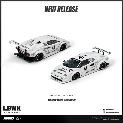INNO 1:64 兰博基尼Countach 康达什 LBWK宽体改装版合金汽车模型