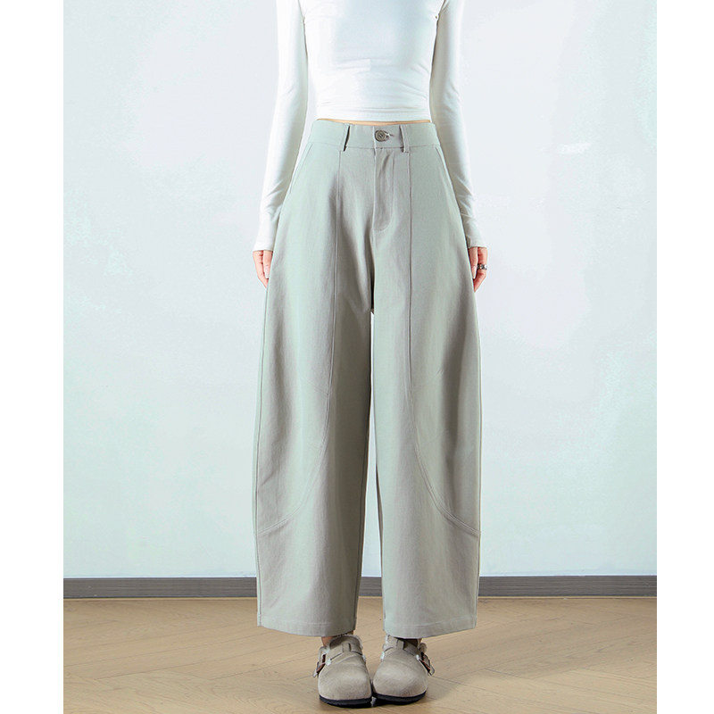 实拍工装弯刀裤阔腿裤女2026春夏季薄款小个子显瘦休闲九分裤