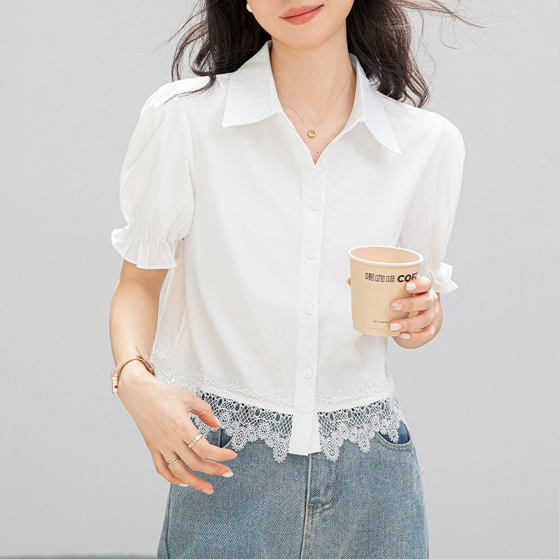 实拍短袖白色衬衫衬衣女款2026新款爆款夏日法式小上衣设计感小众