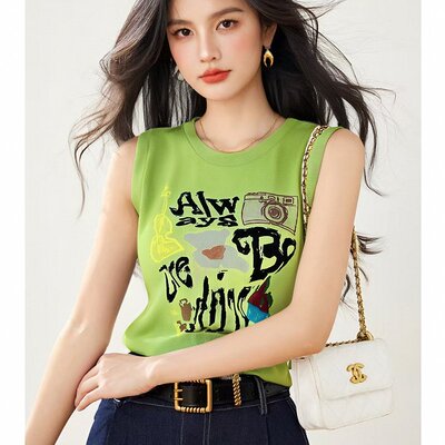 实拍有2026夏款修身紧身显瘦打底短款无袖针织衫上衣