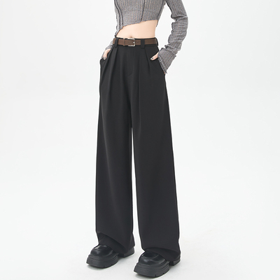 实拍西装裤女2026春夏高腰显瘦高级感垂感休闲西裤拖地阔腿长裤子