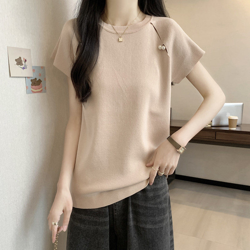 实拍 胖妹妹大码女装夏季新款飞飞袖短袖T恤显瘦冰丝上衣韩版小衫