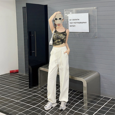 实拍高级感美式工装裤女酷飒风夏薄款小个子直筒休闲裤2025年