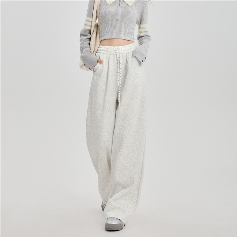 实拍运动裤子女春夏季新款宽松直筒垂坠感bf慵懒休闲阔腿美式卫裤