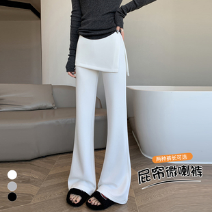 拖地喇叭裤 女2026春夏高腰显瘦休闲卫裤 实拍假两件开叉屁帘微喇裤