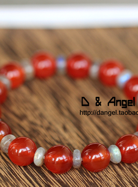 白羊座月光石天然红玛瑙手串