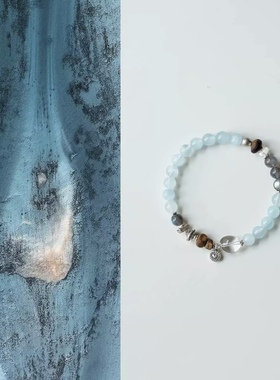 浅海海蓝宝沉香多宝好运手串