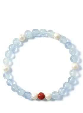 原创国风天然水晶海蓝宝珍珠手链