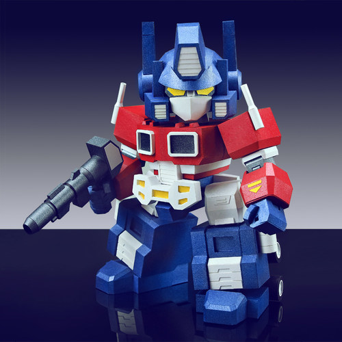 擎天柱纸模纸模型可变形