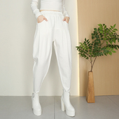 白色哈伦裤 萝卜裤 女长裤 垮裤 春秋季 高腰马裤 大码 宽松休闲小脚裤 女