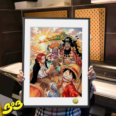 【BOB2】现货 皇呱 四皇碰杯 路飞香克斯巴基黑胡子 装饰画午睡毯