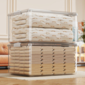 pet高透明收纳箱塑料衣服储物箱可叠加整理箱家用衣物玩具收纳盒