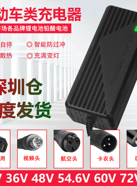 锂电池电动车充电器48V36V60V24V2A72V电车锂离子哈雷平衡车通用