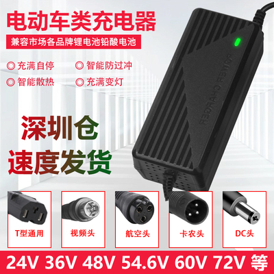 锂电池电动车充电器48V36V60V24V2A72V电车锂离子哈雷平衡车通用