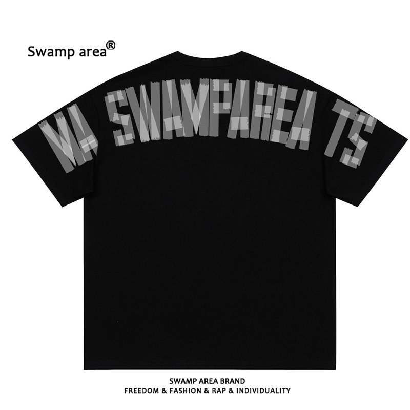 SWAMP AREA重磅美式短袖T恤男女后背大字母logo印花宽松体恤上衣