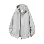 开衫 宽松型保暖男士 灰色连帽卫衣男宽松休闲长袖 美式 打底衫 高级感