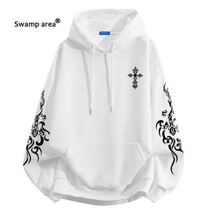 SWAMP AREA美式复古卫衣男秋冬季设计感连帽外套宽松休闲情侣帽衫