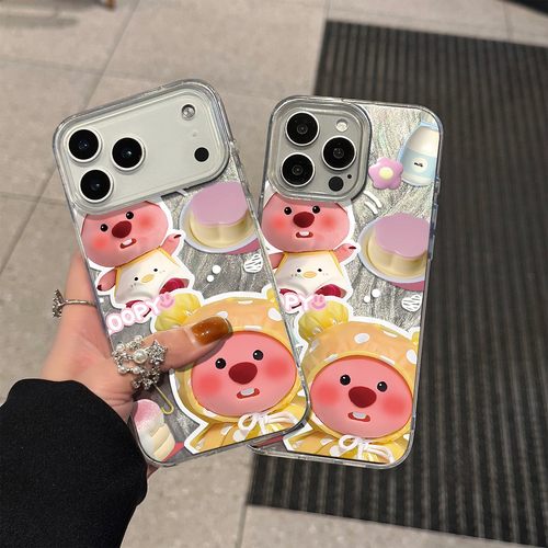 可爱小海狸手机壳For iPhone 17/16 Pro/13/15/16Plus/14/12 Pro Max卡通搞怪图案14pro保护壳镭射硬壳大孔