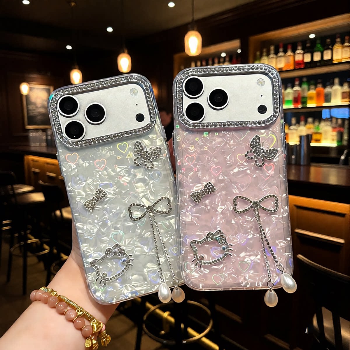 适用iPhone17promax贝壳纹渐变爱心手机壳苹果16少女