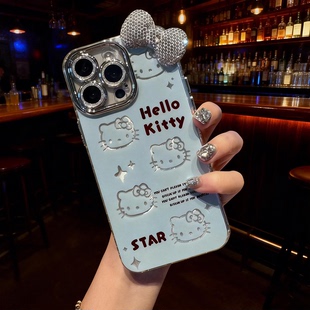 适用VIVO S17硅胶Y200防摔S16 X100手机壳Y53S X90全包S50PROMINI镜头膜60 S18女 S19 粉钻蝴蝶结kitty猫Y78