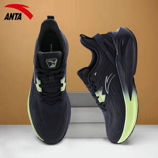 安踏男鞋跑步鞋黑色毒刺5秋冬2025新款皮面防泼水专业减震运动鞋