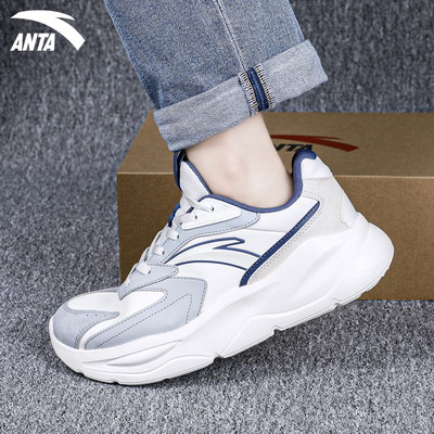 安踏休闲鞋男鞋2025冬季新款皮面官方正品软底学生减震百搭运动鞋