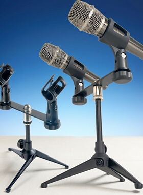 方孔夹多头麦克风架 手持双头话筒架 加厚左右平衡一托二咪头支架