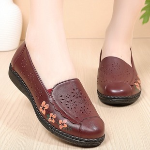 夏季 中老年凉皮鞋 闰六月妈妈鞋 新款 软底舒适 女款 真皮头层牛皮女鞋