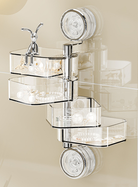 吸盘旋转首饰收纳盒高档精致壁挂式2026新款发卡皮筋耳环饰品盒子