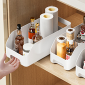 厨房调料收纳盒带滑轮抽屉式 盐调味瓶罐储物盒锅具杂物橱柜收纳盒