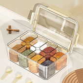 调料盒商用多格一体带盖密封手提式 厨房透明大容量盐味精调味料罐