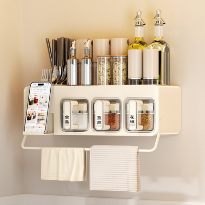 调料盒厨房家用壁挂多格一体2025新款高端多功能上墙盐罐调味料罐