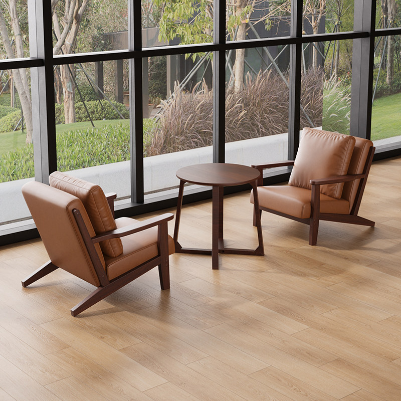 客厅阳台设计师复古油蜡皮单人沙发椅休闲咖啡厅酒店民宿桌椅组合
