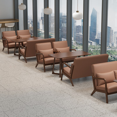 复古咖啡厅桌椅组合奶茶店休闲区