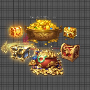 传奇特效素材 聚宝盆聚宝箱特效 NPC法宝高清动态 PNG格式 QT110