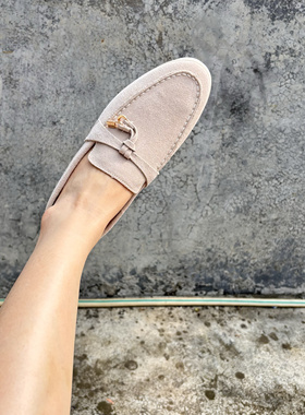 真皮经典乐福鞋女2025新款英伦风超软一脚蹬懒人单鞋工作平底休闲