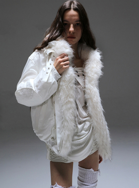 DoublePunch冬季宽松oversized毛领90白鸭绒派克羽绒服厚外套