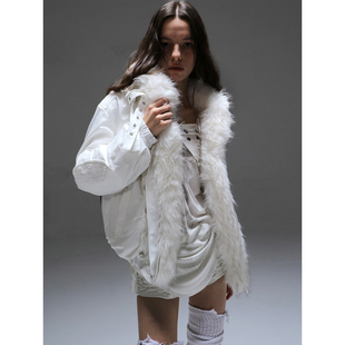 DoublePunch冬季 宽松oversized毛领90白鸭绒派克羽绒服厚外套