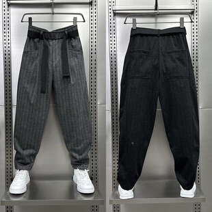 男春秋冬季 潮流宽松休闲老爹裤 新款 男士 子 潮牌痞帅条纹哈伦裤 西裤