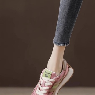 厚底女鞋 西班牙小众品牌皮面复古粉色运动鞋 老爹鞋 lulucozy