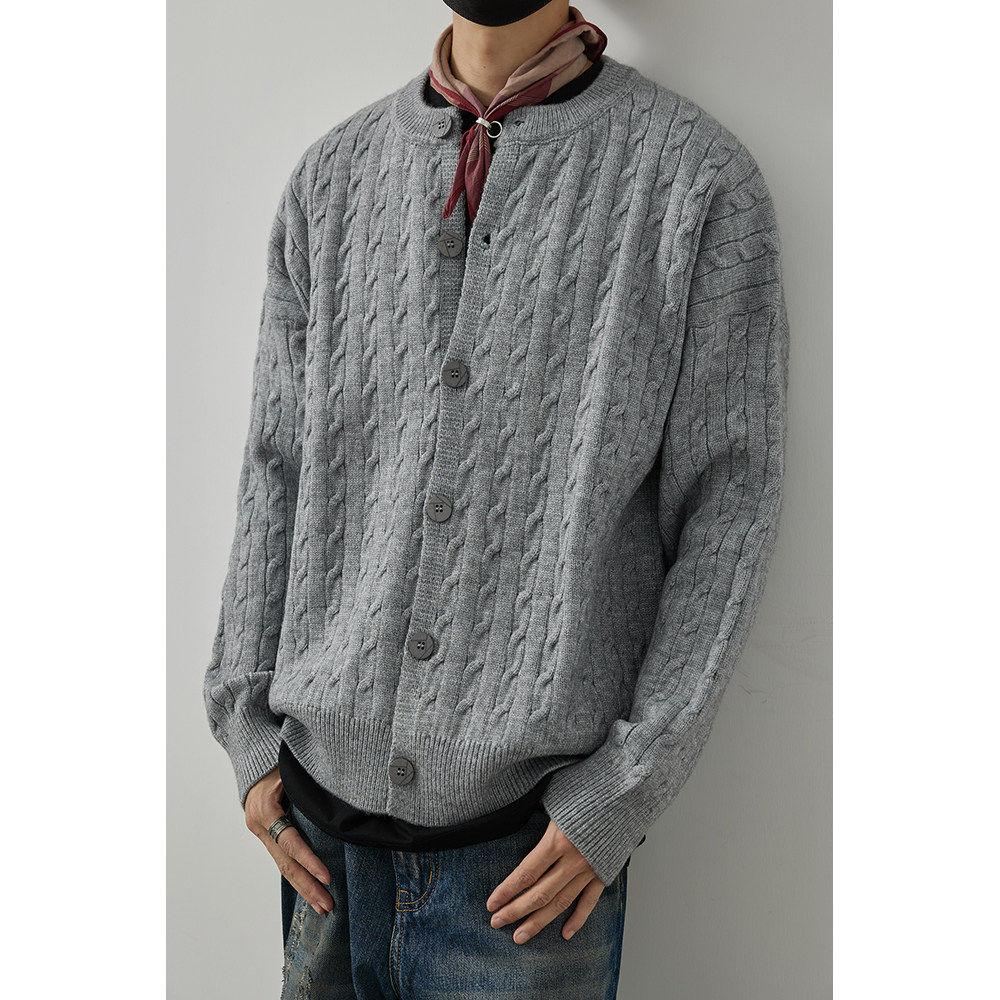 MAROLIO麻花纯色毛衣开衫男女秋季复古百搭肌理感情侣针织外套,男装,针织衫/毛衣,淘宝优惠券,粉丝福利购,淘宝优惠卷