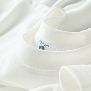 MAROLIO~出口法国！双面德绒白色打底衫男士长袖圆领保暖修身内搭