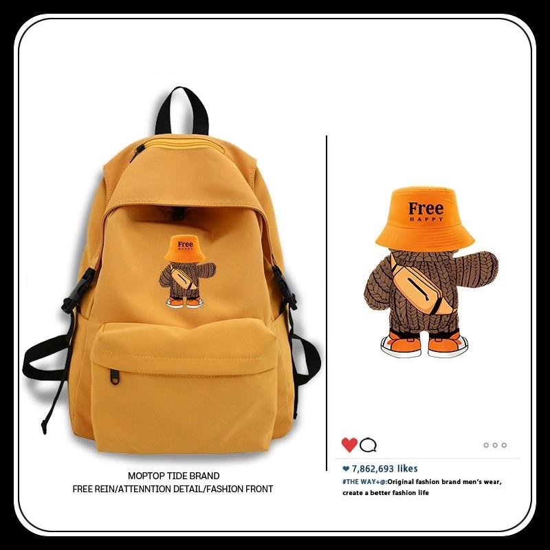 法国MKPREF潮牌联名小熊双肩包女小众外出逛街背包学生防水书包男