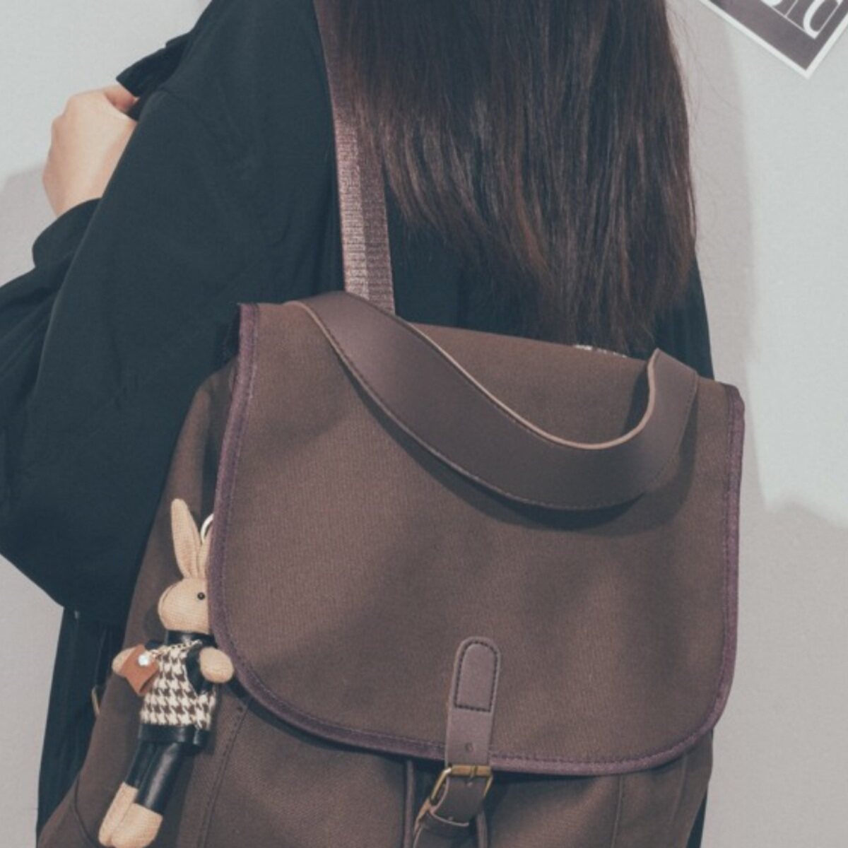 法国MKPREF秋冬时尚双肩包包女复古百搭大容量学生书包出游背包潮