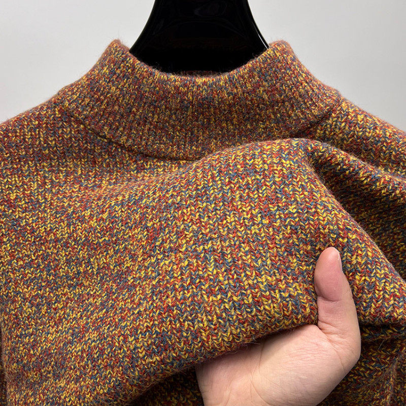 MAROLIO冬季半高领粗毛线高领毛衣男士加厚保暖宽松针织打底衫男,男装,针织衫/毛衣,淘宝优惠券,粉丝福利购,淘宝优惠卷