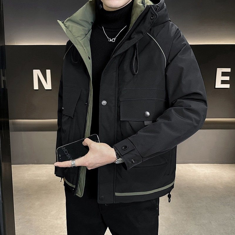 高端羽绒服男装冬季2025新款加厚防寒工装上衣连帽轻薄冲锋衣外套