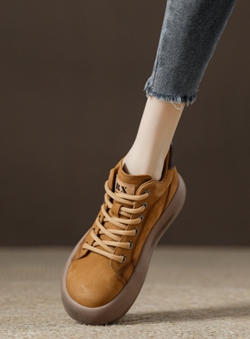 西班牙小众品牌ONGYSL真皮短靴女鞋头层牛皮厚底高帮休闲鞋马丁靴