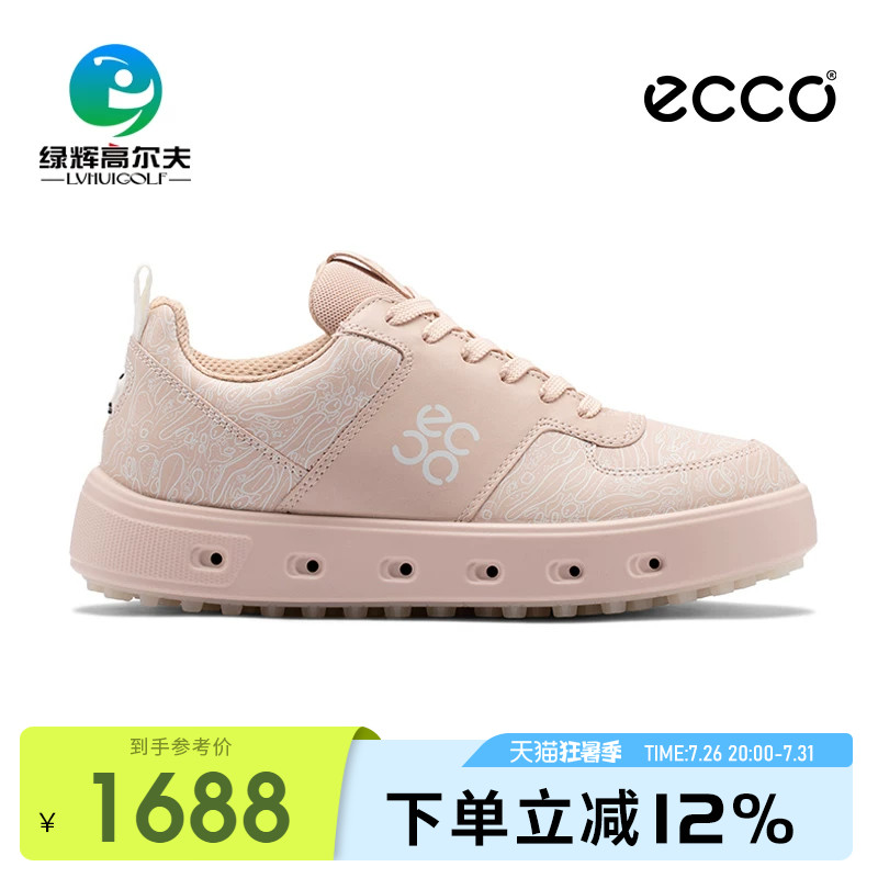 ECCO爱步高尔夫球鞋女士 街头720 防水透气牛皮休闲golf无钉女鞋