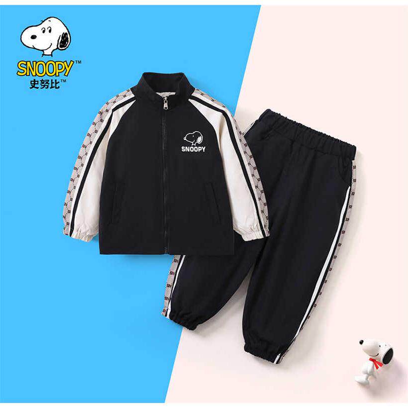 史努比 童装双层户外冲锋衣宽松上衣拼接老花运动休闲外套KRT020