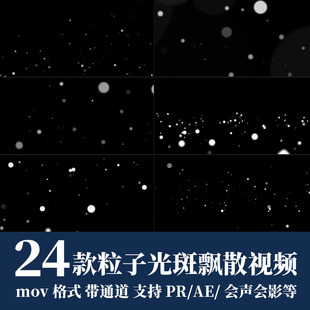 pr/ae视频素材粒子光斑光点颗粒移动飘散mov动画alpha透明通道